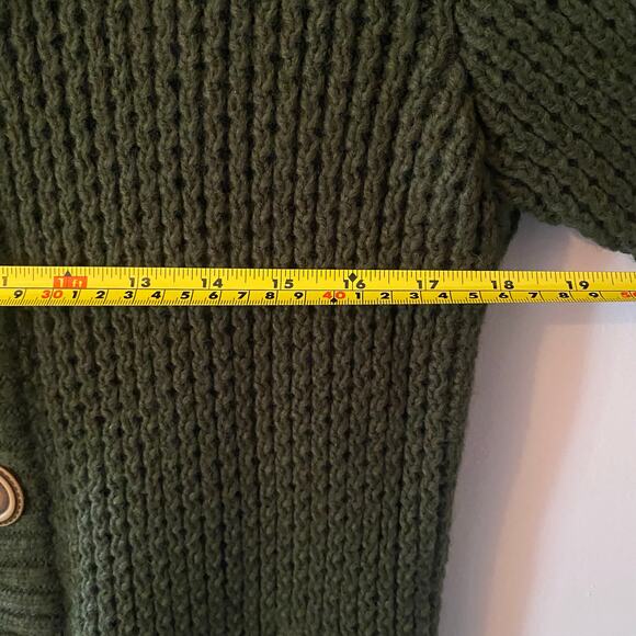 Leif Nelson Cardigan with Stand-Up Collar Forest Green Fisherman Irish Large - Picture 8 of 10